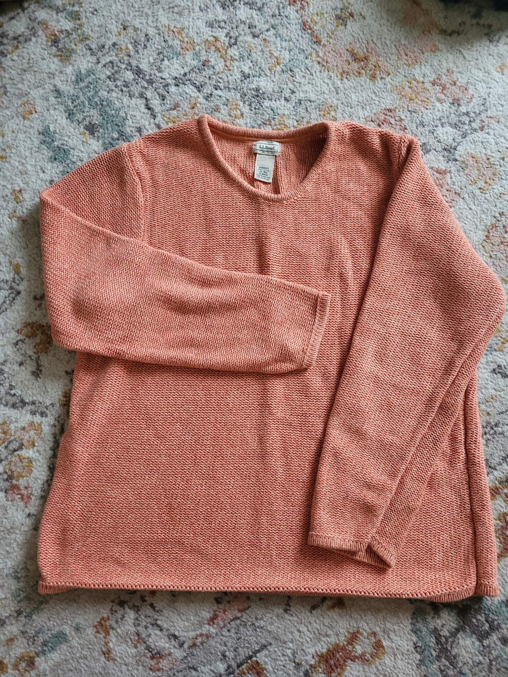 L.l. Bean Coral Knit Crewneck Sweater